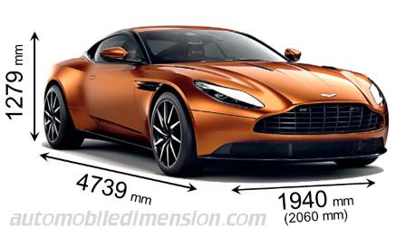 Aston-Martin DB11 2017 mått med längd, bredd och höjd