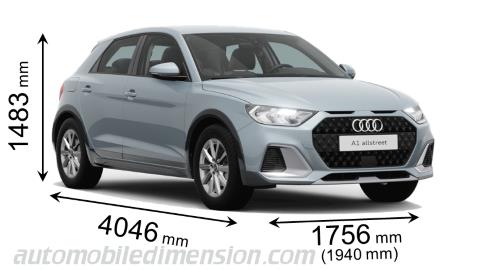 Audi A1 allstreet 2022 dimensions with length, width and height