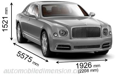 Dimensioni Bentley Mulsanne 2016 con lunghezza, larghezza e altezza