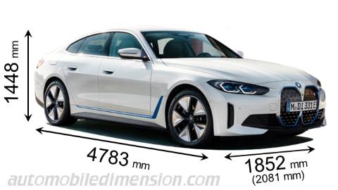 BMW i4 2022 dimensions with length, width and height