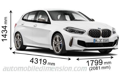 Dimensioni BMW 1 2020 con lunghezza, larghezza e altezza