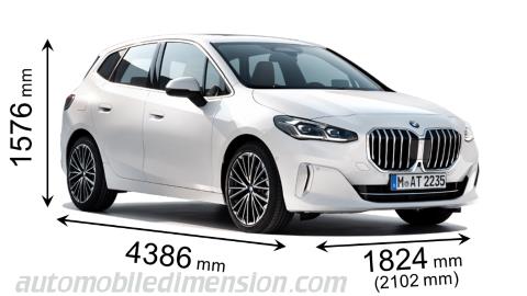 Dimension BMW 2 Active Tourer 2022 avec longueur, largeur et hauteur