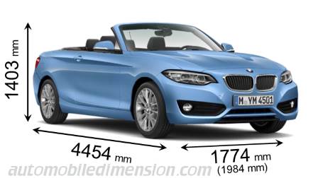 BMW 2 Cabrio 2017 afmetingen met lengte, breedte en hoogte