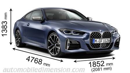 BMW 4 Coupe 2020 dimensions with length, width and height