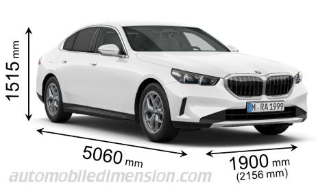 Dimension BMW 5 2024 avec longueur, largeur et hauteur