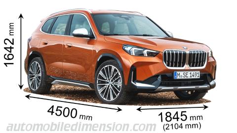 Dimensioni BMW X1 2023 con lunghezza, larghezza e altezza