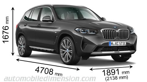 BMW X3 2022 Abmessungen mit Länge, Breite und Höhe