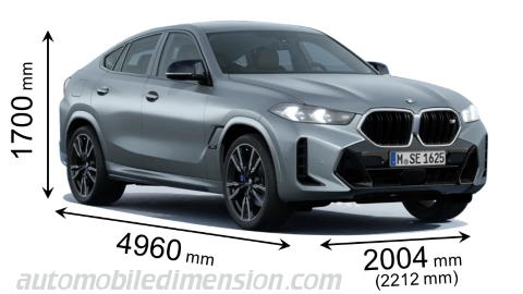 BMW X6 2023 dimensions with length, width and height