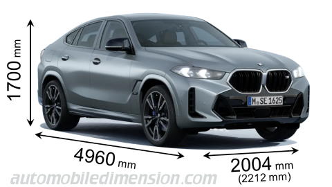 Dimension BMW X6 2023 avec longueur, largeur et hauteur