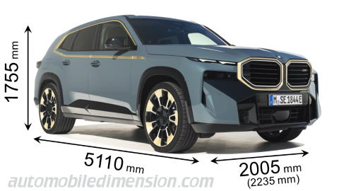 Dimensioni BMW XM 2023 con lunghezza, larghezza e altezza