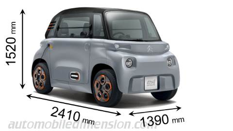 Citroen Ami 2021 mått med längd, bredd och höjd