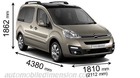 Citroen Berlingo Multispace 2015 Abmessungen mit Länge, Breite und Höhe