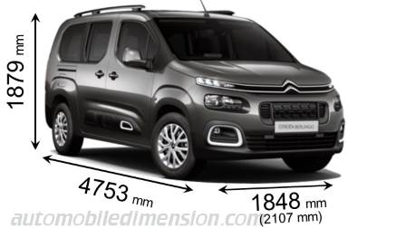 Citroen Berlingo XL 2019 afmetingen met lengte, breedte en hoogte