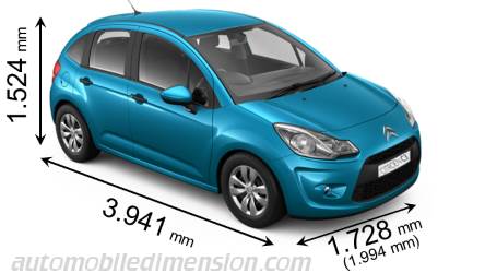 Citroen C3 2010 dimensions