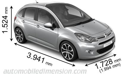 Dimensioni Citroen C3 2013