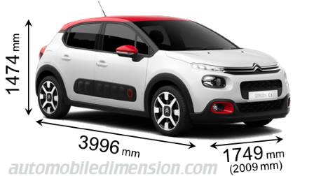Citroen C3 2017 mått
