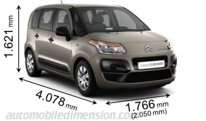 Dimensioni della Citroen C3 Picasso 2009