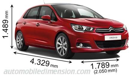 Taille de la Citroen C4 2015