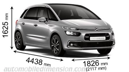 Citroen C4 SpaceTourer 2018 dimensions with length, width and height