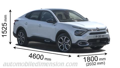 Dimensioni Citroen C4 X 2023 con lunghezza, larghezza e altezza