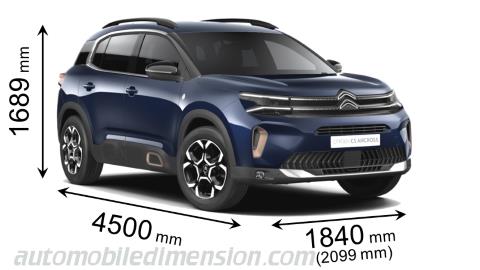 Citroen C5 Aircross 2022 mått med längd, bredd och höjd