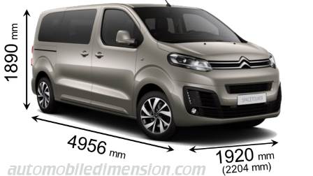 Dimensioni Citroen SpaceTourer M 2016 con lunghezza, larghezza e altezza