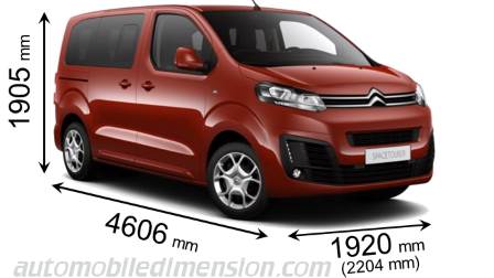 Dimensioni Citroen SpaceTourer XS 2016 con lunghezza, larghezza e altezza