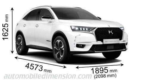 Dimensioni DS DS7 Crossback 2018 con lunghezza, larghezza e altezza