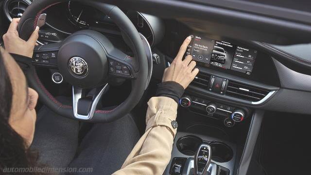 Interieur detail van de Alfa-Romeo Giulia