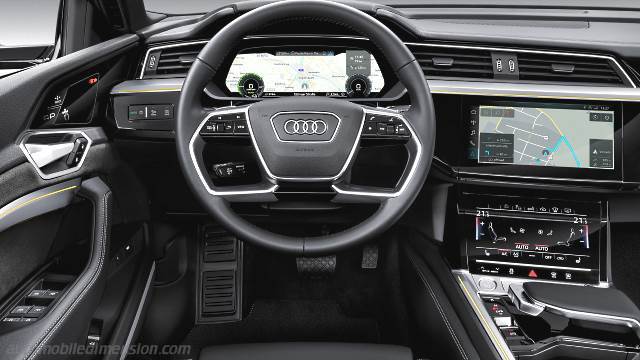 Dettaglio interno dell'Audi e-tron