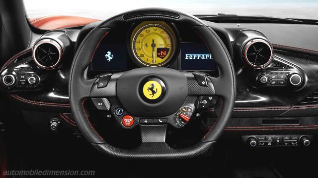 Interieur detail van de Ferrari F8 Tributo