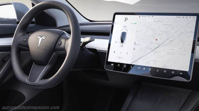 Interior detail of the Tesla Model 3