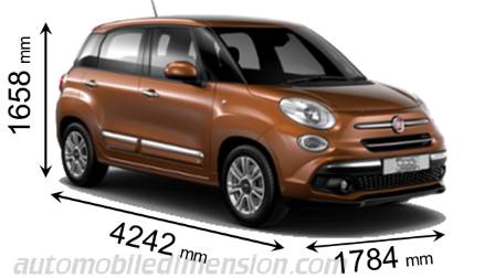 Dimension Fiat 500L 2017 avec longueur, largeur et hauteur