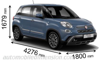 Fiat 500L Cross 2017 afmetingen met lengte, breedte en hoogte