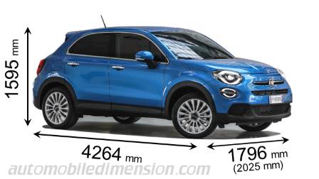 Fiat 500X 2019 Abmessungen mit Länge, Breite und Höhe