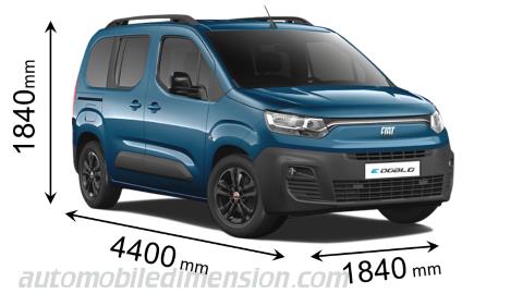 Fiat Doblò 2022 mått med längd, bredd och höjd