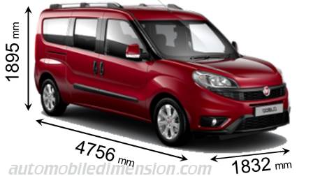 Fiat Doblò Maxi 2015 dimensions with length, width and height
