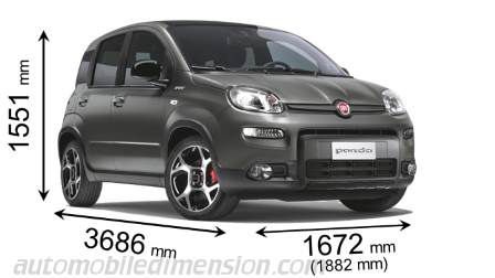 Dimensioni Fiat Panda 2021 con lunghezza, larghezza e altezza