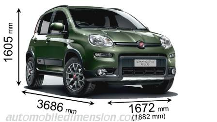 Fiat Panda 4x4 2016 dimensions with length, width and height