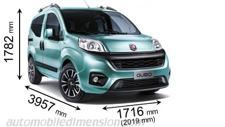 Fiat Qubo 2016 dimensions with length, width and height