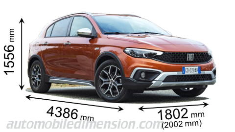 Fiat Tipo Cross 2021 Abmessungen mit Länge, Breite und Höhe