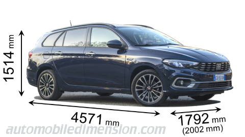 Dimensioni Fiat Tipo SW 2021 con lunghezza, larghezza e altezza