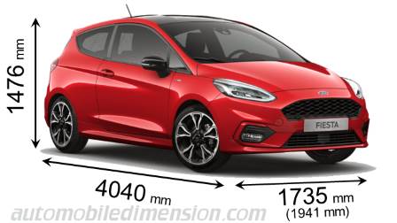 van Ford-auto's met lengte, breedte en hoogte