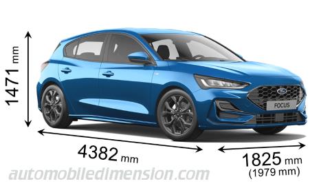 Dimensioni Ford Focus 2022 con lunghezza, larghezza e altezza