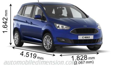 Ford Grand C-MAX 2015 mått med längd, bredd och höjd