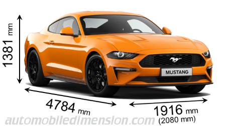 Ford Mustang 2018 dimensions with length, width and height