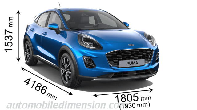 Ford Puma 2020 Abmessungen mit Länge, Breite und Höhe