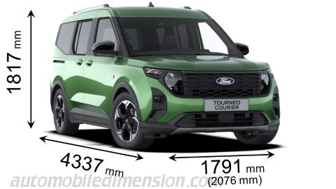 Dimensioni Ford Tourneo Courier 2024 con lunghezza, larghezza e altezza