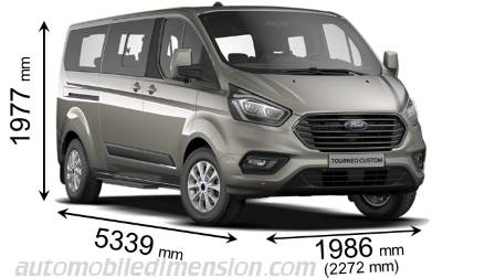 Ford Tourneo Custom L2 2018 Abmessungen mit Länge, Breite und Höhe