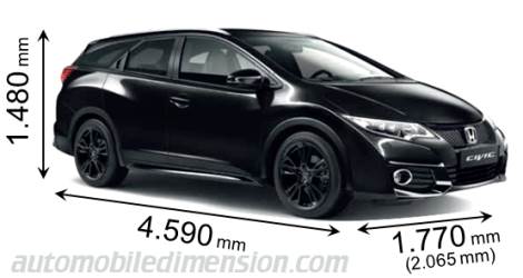 Honda Civic Tourer 2015 dimensions with length, width and height